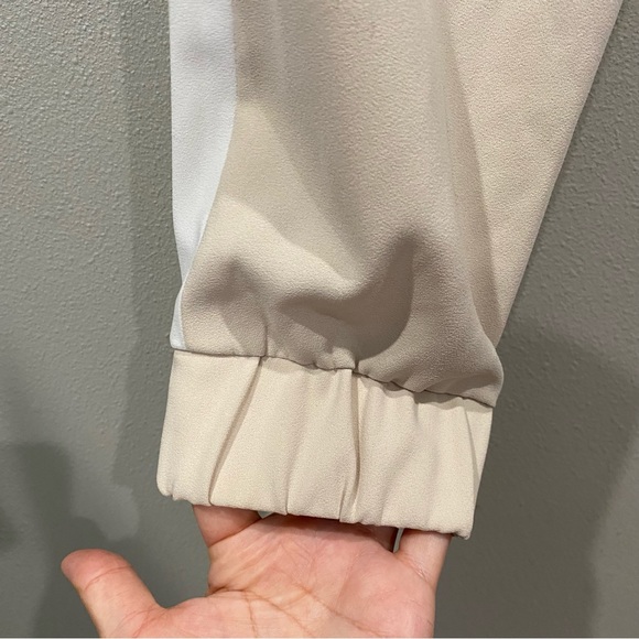 Alice + Olivia Tapered Leg Joggers Trousers Elasticated Ankle Pants Cream Size L - Picture 6 of 8